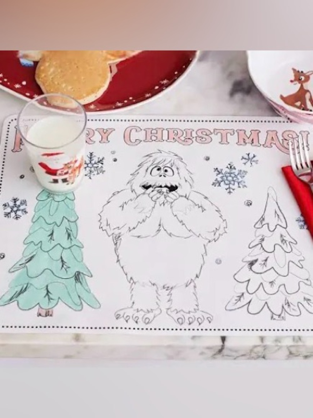 Pottery Barn Kids Christmas Placemats Rudolph Red-Nose Silicone Coloring Mats!